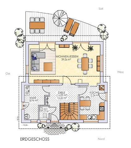 Erdgeschoss | Typ M148 - Pultdachhaus